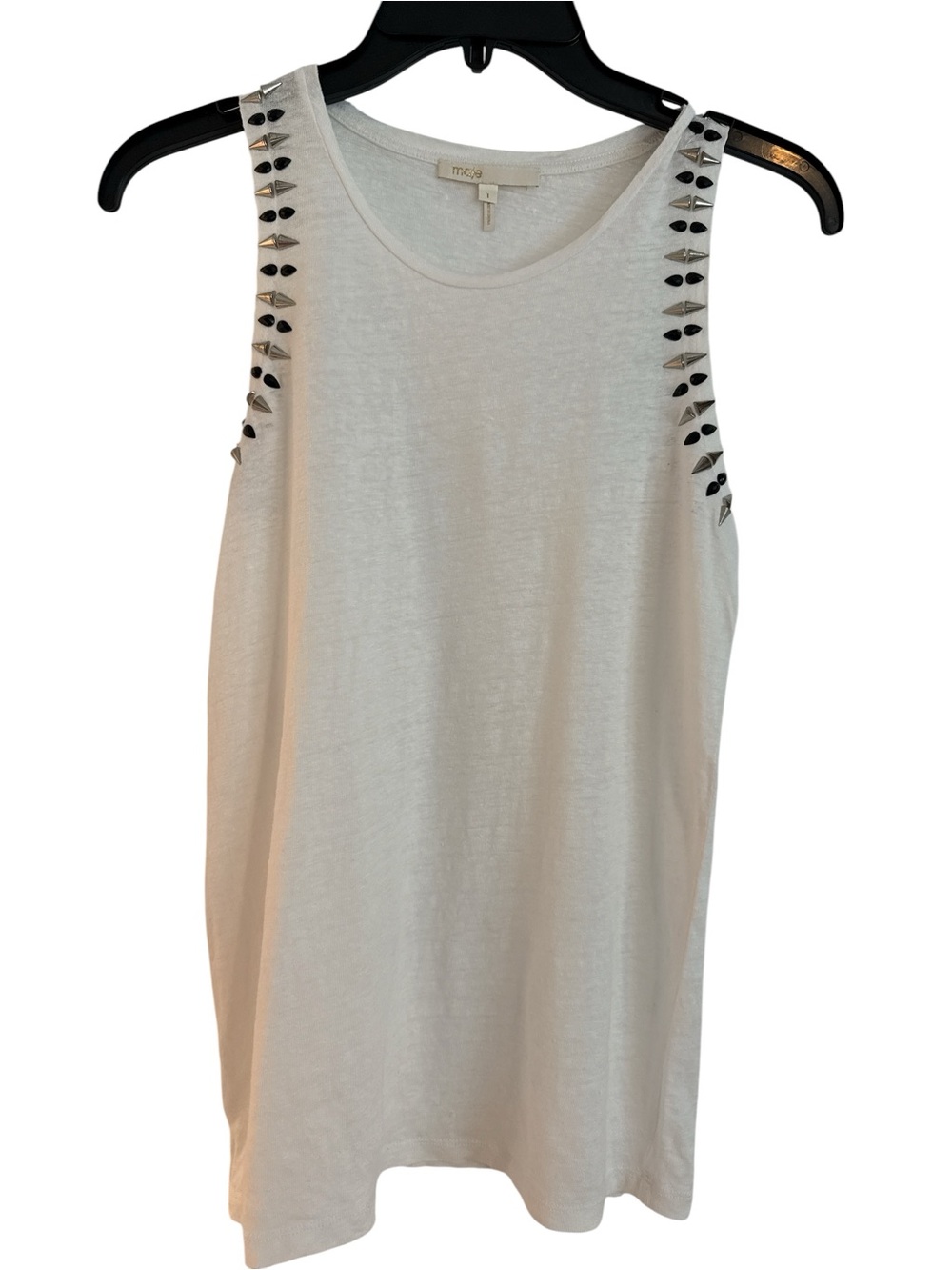 Maje Taxe Studded White Tank Top S (1) - Picture 2 of 6